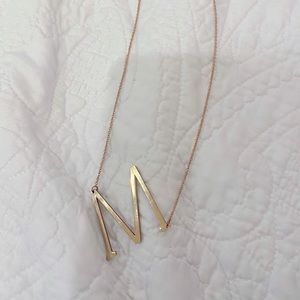 Gold "M" initial necklace